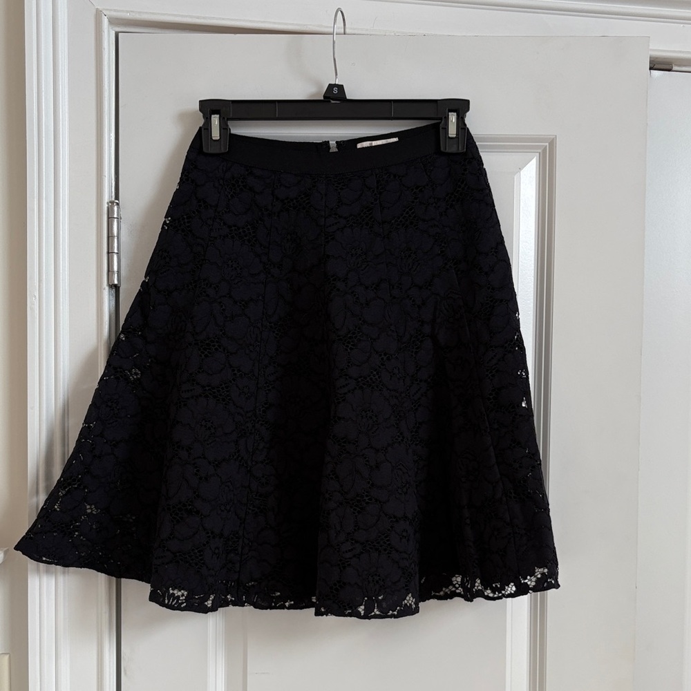 Rebecca Taylor Navy Lace A-Line Skirt